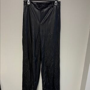 Zara Black Faux Leather Straight Leg Pants Size M